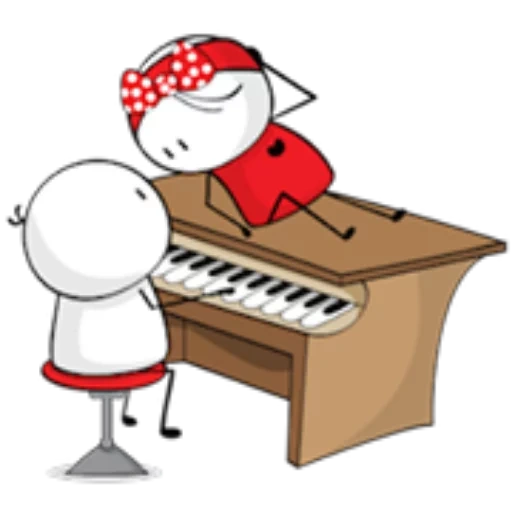 illustration, spiel das klavier, comics klavier, klavier cartoon spielen, vorbereitungsklasse von klavier