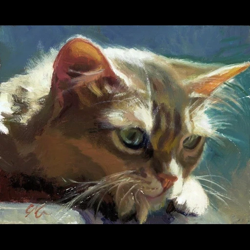 кошка, кот кот, кот маслом, кот картина, коты живописи