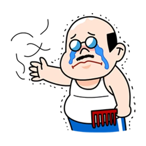 people, internal, character, bald is crying, male cartoon
