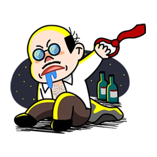 humano, hombre borracho, ilustración, científico loco, botella borracha de una caricatura
