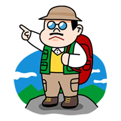 people, illustration, boy tourists, backpack icon guide, vector illustration