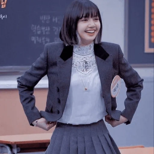 polvo negro, uniforme escolar, moda coreana, uniforme escolar en polvo negro, uniforme escolar lalisa manoban