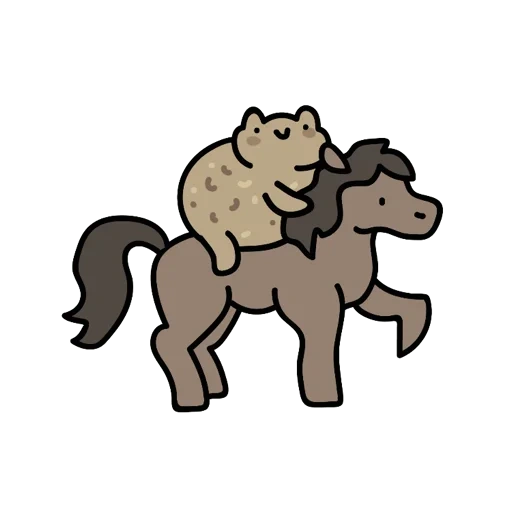 gato, cavalo, ma ma, cavalo de desenho animado, vetor de cavalo