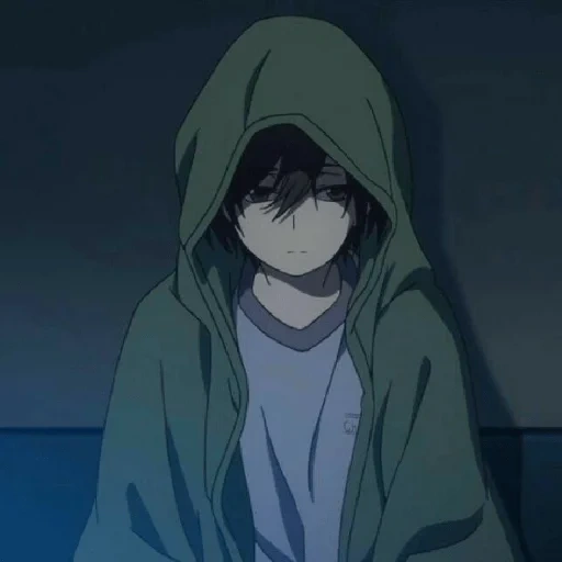 figure, anime boy, anime boy, sad animation, sad cartoon boy