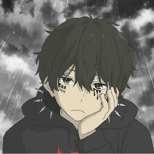 anime boy, sadboy anime, sad animation, animation art boy, sad cartoon boy