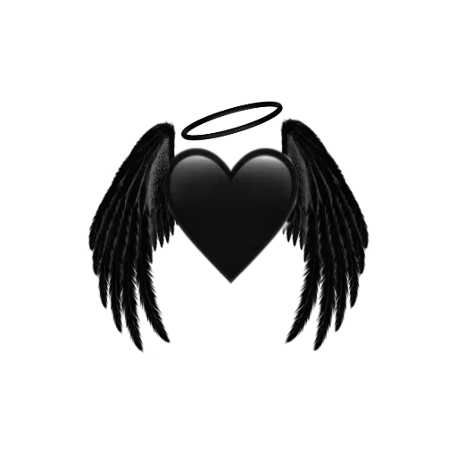 black wings, heart with wings, angel wings, the wings of the angel are black, black heart with wings