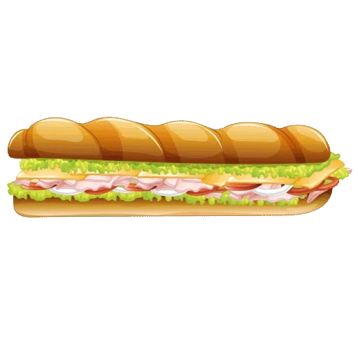 сэндвичи, багет ветчиной, американский сэндвич, саб мега чикен сабвей, сэндвич длинный вектор