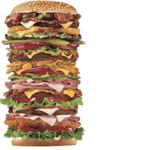 бургер, большой гамбургер, бургер белом фоне, огромный гамбургер