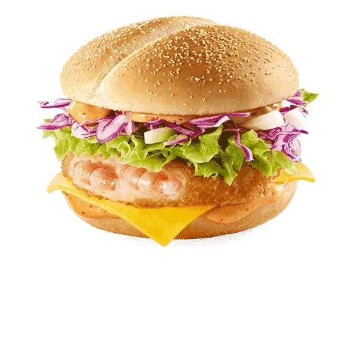 burger, bacon ayam hamburger, burger udang mcdonald's