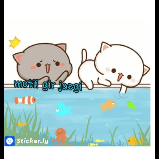 cats, chat mochi, chaton de kawai, dessins de phoques mignons, mochi chat fleur de pêche et papier peint goma