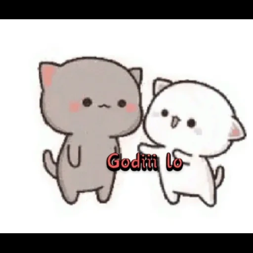 gatos chibi, gatos chibi kawai abrazo, kawaii cats love, kawaii gatos una pareja, kawai chibi cats love