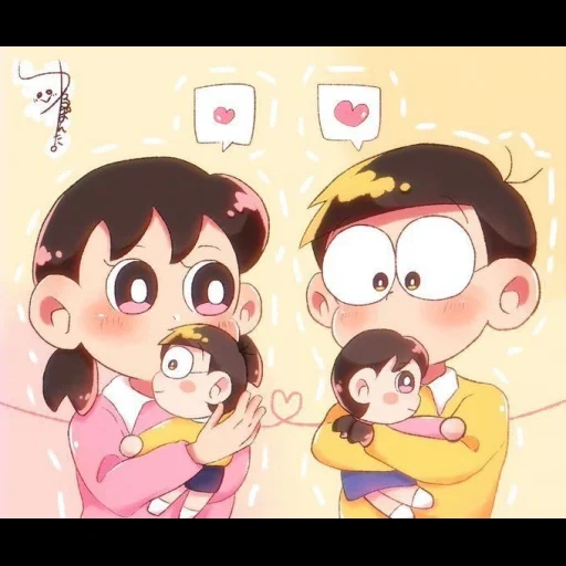 nobita, osumatsu-san, kinko osomatsu, nobita shizuka, comics en osomats