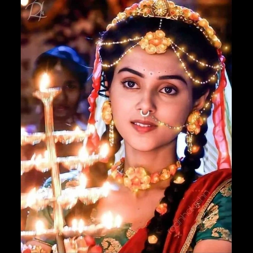 radha, mujer joven, p v acharya, malika singh radha, actores de la serie radha krishna
