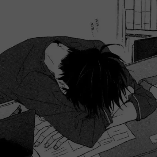 el anime duerme, arte de anime, manga de anime, anime triste, dibujos de anime tristes