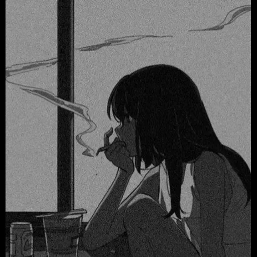 anime, diagram, anime edith, seni seorang gadis, gadis anime merokok