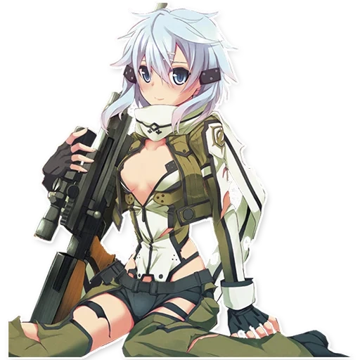 sinon assad, anime render bullet, anime sinon sniper, pedang seni online volume 5 ghostly bullet