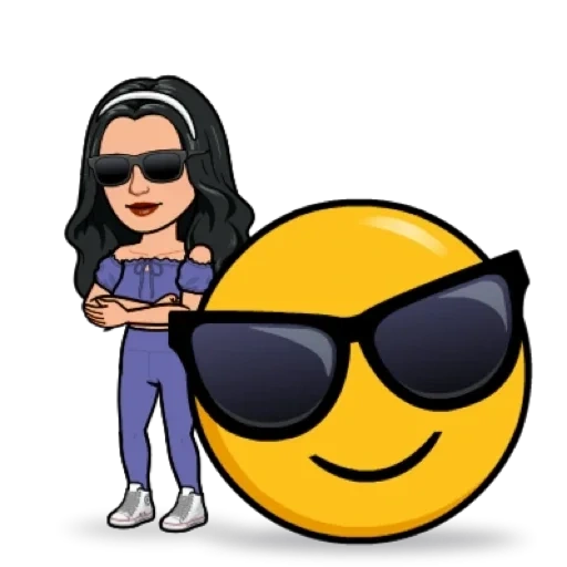 rainha, jovem, bitmoji legal, com óculos de sol emoji