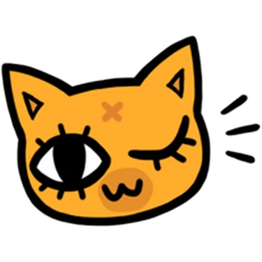 die katze, der ausdruck der katze, die gelbe katze, emoticon der bösen katze, das lächelnde katzengesicht