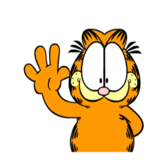 garfield, garfield, diga olá em inglês, saudações em inglês, fundo transparente animado garfield