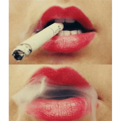 помада, cigarette, губы помаде, губы сигарой, губы сигаретой рисунок