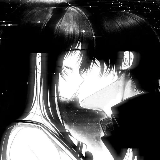 anime, gambar, pasangan anime, ciuman anime, anime cinta gelap