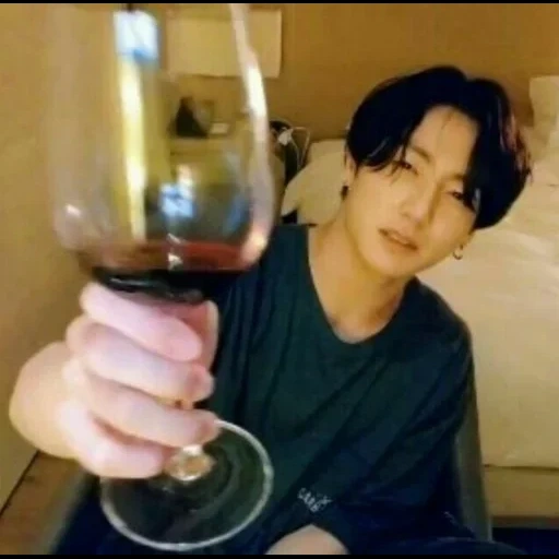 bts wine, jung jungkook, jungkook bts, jungkook drinks wine, jungkook a glass of wine