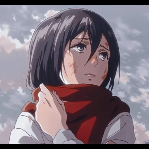 mikasa-angriff, ackerman mikasa, die drei götter greifen die titanen an, screenshot von mikura ackerman, mikura ackerman greift die titanen an