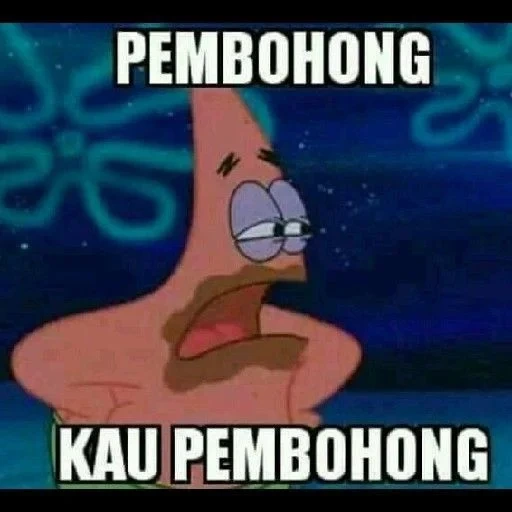 anime, patrick, patrick meme, patrick si bintang, patrick kamu permbohong