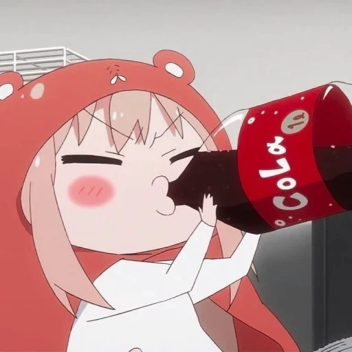 umaru, umaru chan, umaro tian, umaru chan drinks cola, anime two faced sister umaru