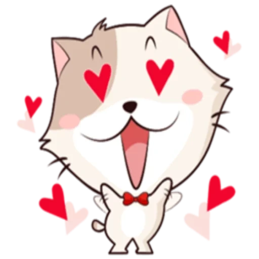 gatto, gatto, disegni di kawaii, emoticon anime, i gatti sono bianchi