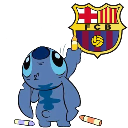 coiffer, lilo stich, logo du club de football barcelone