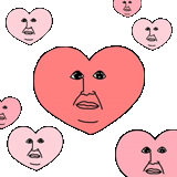diagram, jantung kawai, wajah berbentuk hati, hati diekspresikan dengan emosi, jantung kawai