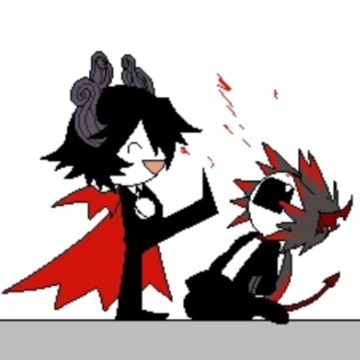 mogeko, satanick, anime demon, cartoon characters, grey garden satan