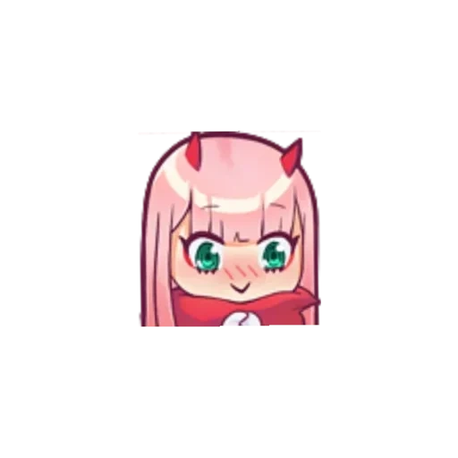 anime, in the style of anime, zero two chibby, anime characters, emoji zero two
