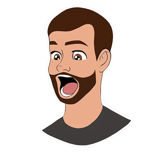 male, people, cartoon face, vector illustration, the bearded man is blinking