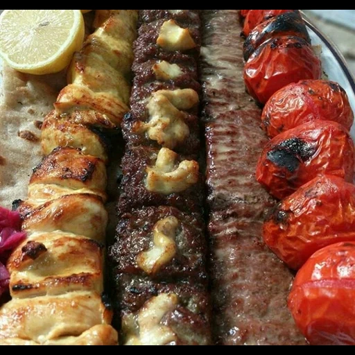 food, skewers, iranian kebabs, luglia kebabs, assorted skewer tray