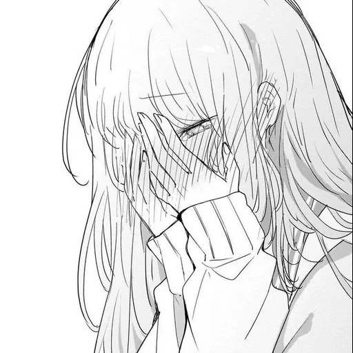 figure, anime triste, anime en noir et blanc, images d'art d'anime, photos d'anime tristes