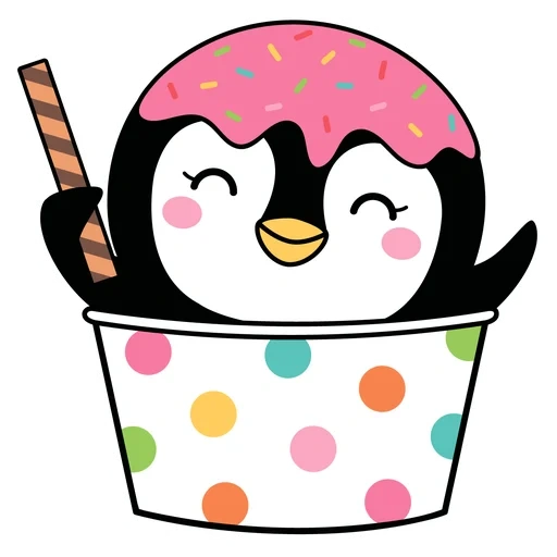кавай, каваи рисунки, милый пингвин, розовый пингвин