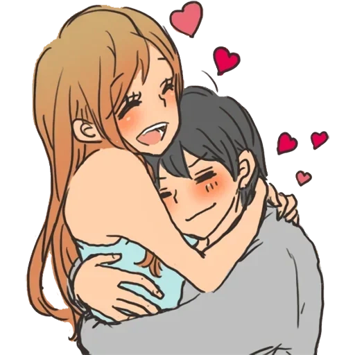 picture, anime in a couple, anime hugs, lovely anime couples, anime pair of hugs