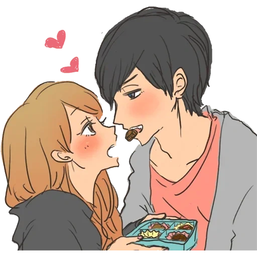 lovely anime couples, anime pair drawing, the ideas of anime drawings, anime couple cute, drawings of anime love