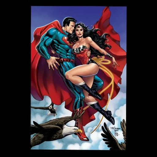 wonder woman, superman vagare wumen, superman miracle woman, vander wumen supergerl love, miracle woman against superman art