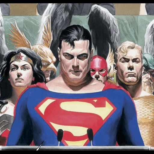 супермен, семь супергероев, лига справедливости, расширенная вселенная dc, лига справедливости dc алекс росс