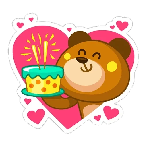 клипарт, спасибо, день рождения, медведь тортом, милый мишка ест