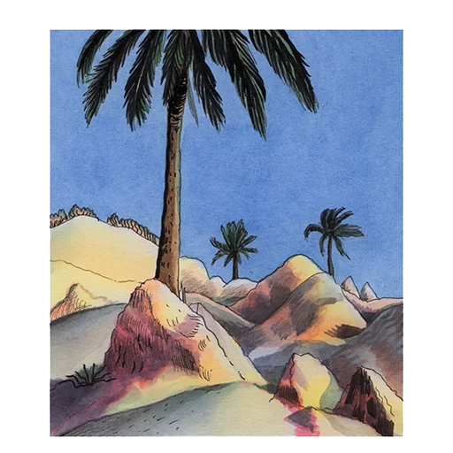 diagram, gambar pohon palem, lukisan gurun pohon palem, peta lanskap pohon palem, lukisan minyak hawaii oahu