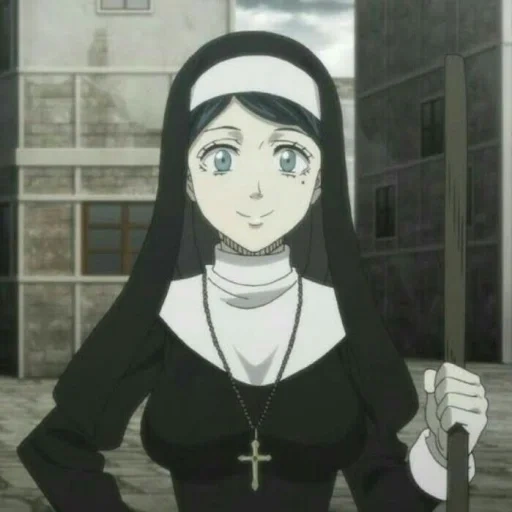 chicas de anime, clover negro hermana lily, hermana lily black clover, clover black lily nun, moneda de anime de trébol negro