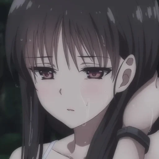 anime girl, sad animation, cartoon characters, tragic animation day, sad face animation