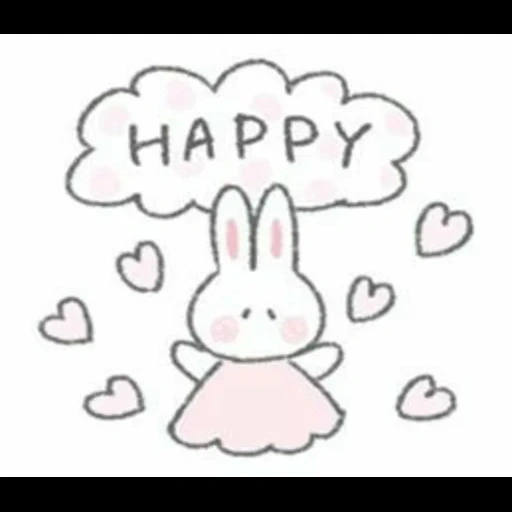 cute drawings, the drawings are light, rabbit drawing, rabbit sketch, light drawings cute