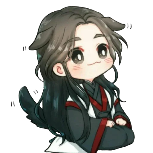 seni animasi, wei wuxian chibi, karakter anime, raja anime, master kultus iblis red cliff