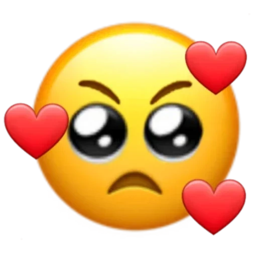 emoji, angry emoji, emoji is sweet, smiley is a heart, smiley with hearts around the head