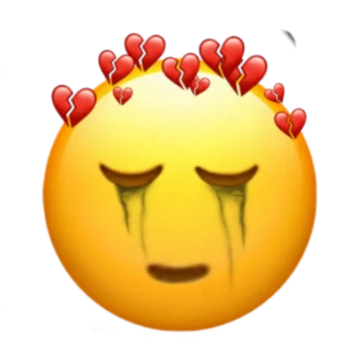 imagen, emoji triste, emoji llorando, emoji es triste, smiley con un corazón roto